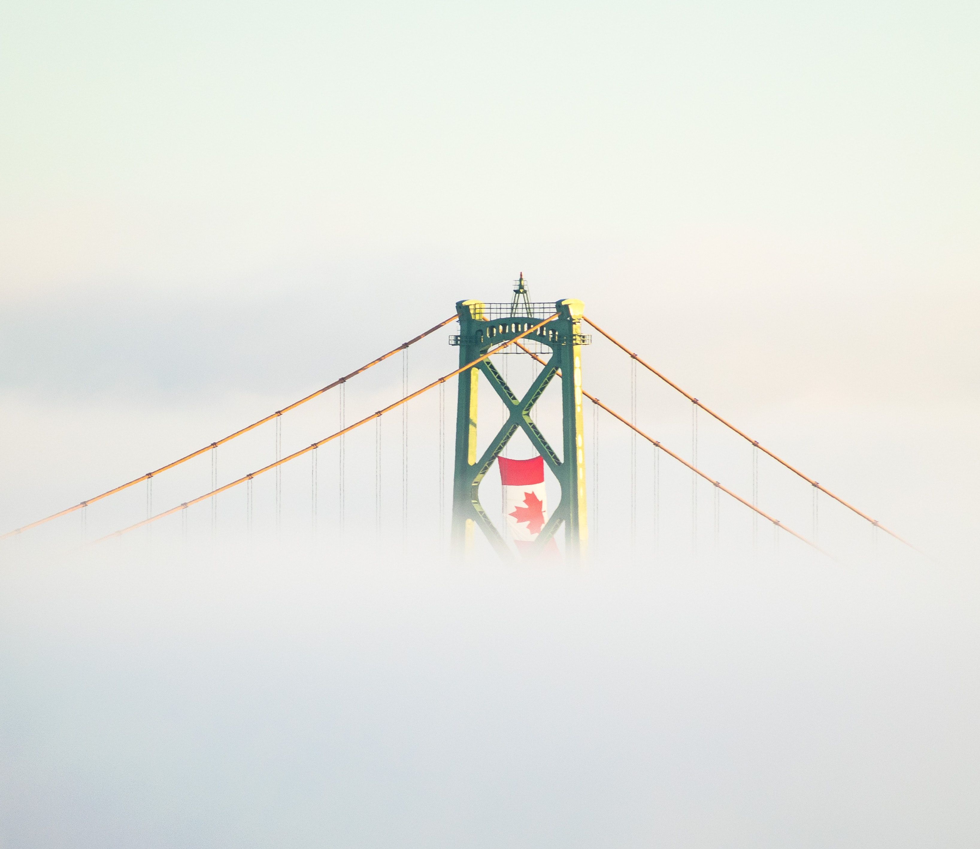 Lions Gate Bridge with Canadian flag, Vancouver